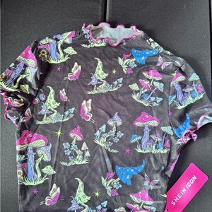 Black Mushroom neon mesh top
